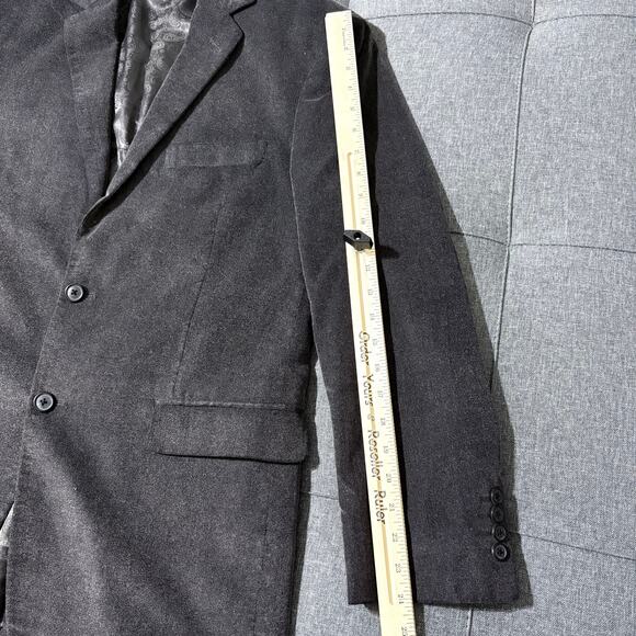 Adolfo Suit Jacket Men 42R Gray Corduroy Cotton Sport Blazer Boho Twee - Picture 4 of 9